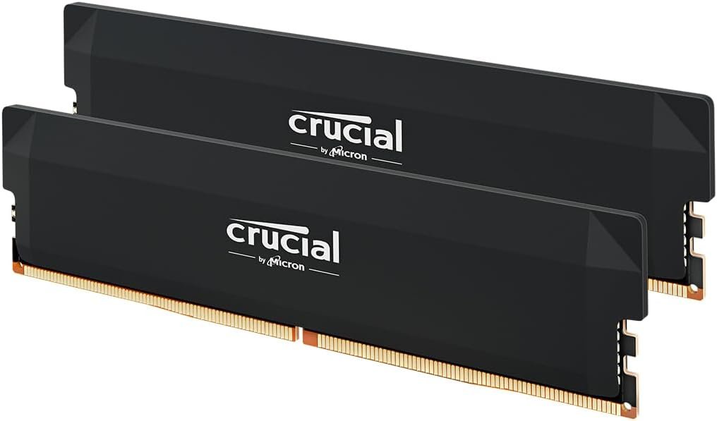 Crucial Pro RAM DDR5 32Go Kit (2x16Go) 6000MHz CL36, Overclocking Gaming, Intel XMP 3.0 / AMD Expo, PC Mémoire, Noir - CP2K16G60C36U5B