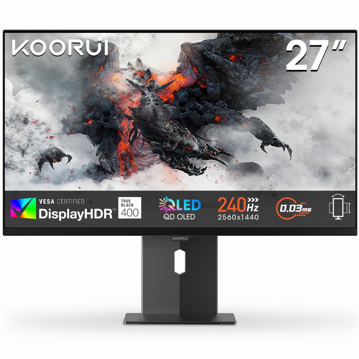 KOORUI S2721XO Ecran PC Gamer , QD-OLED QHD 2560x1440p, 0.03ms Gaming